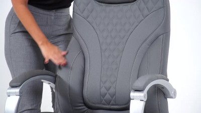 Executive Gray Leatherette High-Back Swivel Office Chair with Fixed Arms