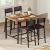 Dining Table Set for 4 with Footrest & Backrest, Counter Height Table with 4 Upholstered Bar Stools and Corner Protector, for Dining room - 3 of 4