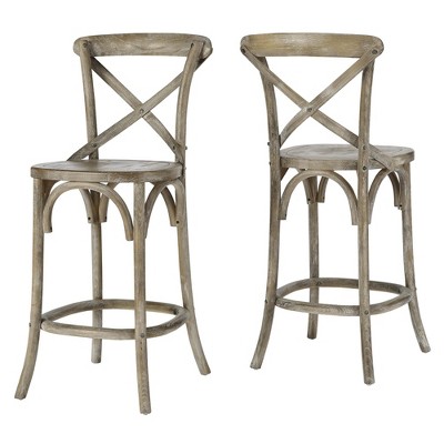 Farmhouse Charm Modern Gray Elm Wood Counter Stool