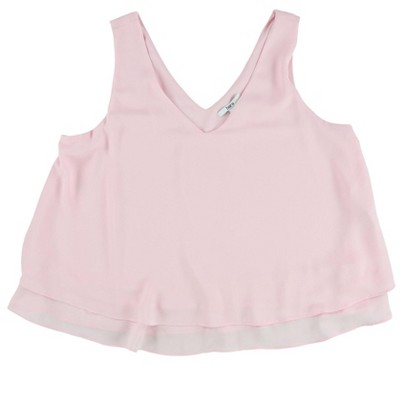 bar III Womens Ruffle Hem Knit Blouse, Pink, X-Large