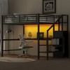 Whisen Full Size Metal Loft Bed with Desk and Convertible Storage Staircase and Small Wardrobe - 3 of 4