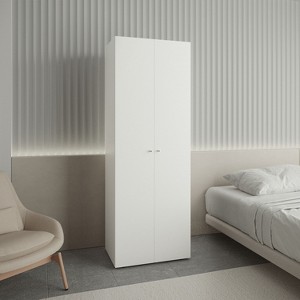 ORRD 2-Door Armoire with Hanging Rod & Shelf, White Freestanding Closet for Bedroom Storage, Compact Wardrobe for Small Spaces - 1 of 4