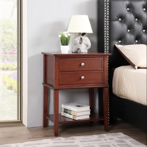 VYNXARIA Sleek Nightstand With Storage Shelf£¬Perfect for Small Spaces£¬Cherry - 1 of 4