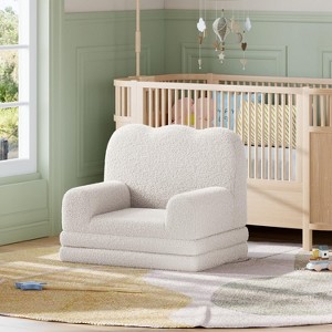 Kids Couch, 2-in-1 Convertible Teddy Fleece Fabric Toddler Sofa Chair, Soft Fold Out Couch Lounge for Kids for Birthday Gift - 1 of 4