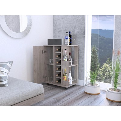 HOMLUX 2-Shelf 6-Bottle Rolling Bar Cart Kitchen Serving Cart,Light Oak