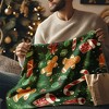 Lomsoe Green Candy Canes & Snowflakes Design Flannel Blanket - All Seasons Soft and Warm Throw Blanket for Napping, Camping, Travel, Office - 2 of 4