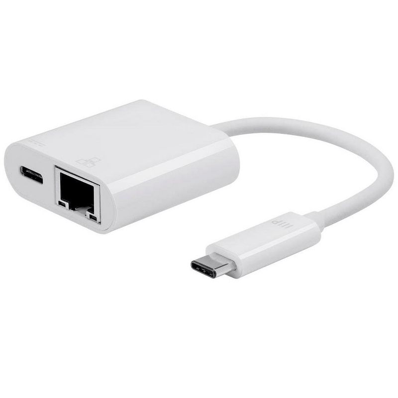 Monoprice USB-C to Gigabit Ethernet and USB-C (F) Dual Port Adapter - Select Series, 1 of 5
