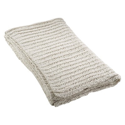 50"x60" Knitted Designed Throw Blanket Ivory - Saro Lifestyle