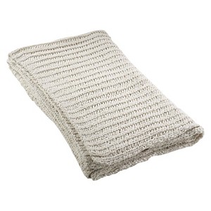 50"x60" Knitted Designed Throw Blanket Ivory - Saro Lifestyle - 1 of 3
