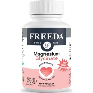 Freeda Magnesium Glycinate – Pure Bisglycinate Chelate – Vegan, Kosher, Non-GMO – Gentle on Stomach – Made in USA – 180 Capsules - 1 of 4