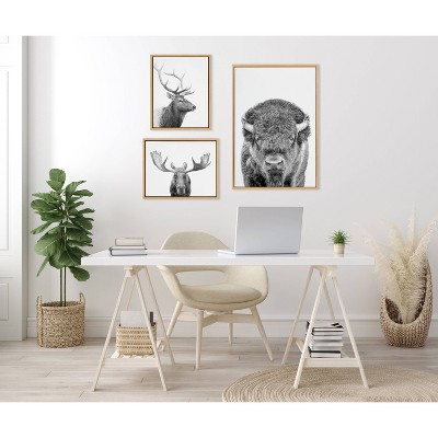 Sylvie Black and White Animal Portrait Canvas Art Trio