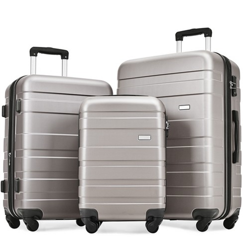 3 Pcs Expandable Abs Hard Shell Luggage Set With Spinner Wheels And Tsa Lock Gray Modernluxe Target