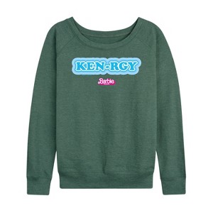 Women's - Barbie - Kenrgy Blue Lightweight French Terry Wide Neck Long Sleeve Shirt - 1 of 4
