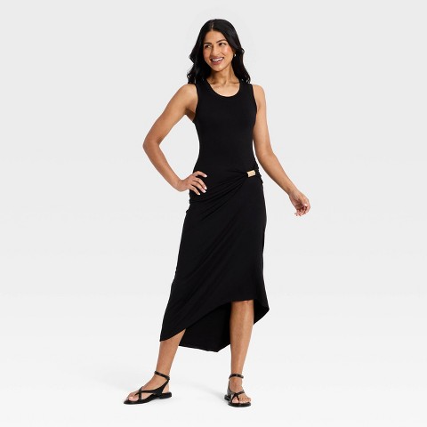 Женские платья A New Day Women's Asymmetrical Knit Midi Dress - A New Day™ Black M