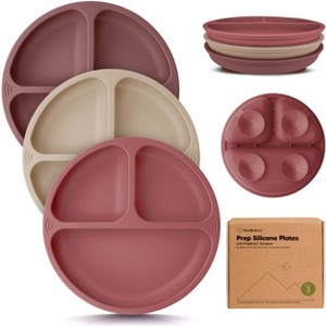 3-Pack Prep Suction Plates for Baby, 100% Silicone Toddler Plates, BPA-Free Divided Baby Plates with Suction - 1 of 4