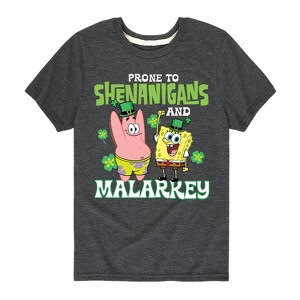 Boys' - SpongeBob Squarepants - Prone To Shenanigans And Malarkey Short Sleeve Graphic T-Shirt - 1 of 4