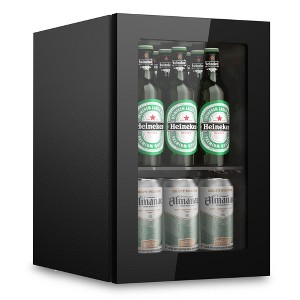 EUHOMY 1.6cu.ft Mini Fridge Cooler - Mini Beverage Cooler, Black - 1 of 4