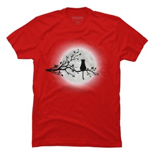 Men's Design By Humans The Cat and The Moon By Maryedenoa T-Shirt - 1 of 4