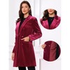 Allegra K Women's Velvet Lapel Double-Breasted Long Outerwear Winter Coats - 2 of 4