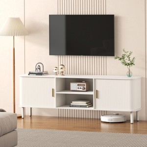 EROMMY 70" Modern Tv Stand For Tvs Up To 80", Tv Stand With Sliding Doors And Storage Shelves - 1 of 4