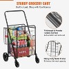 Angel Sar Folding Shopping Cart, Jumbo Grocery Cart with Double Baskets, 110 LBS Capacity Utility Cart with 360° Swivel Wheels for Shopping - 2 of 4
