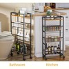 Slim Storage Trolley with Wheels, Narrow 4-Tier Extendable Storage Trolley for Kitchen, Bathroom and Narrow Places, Black - 3 of 4