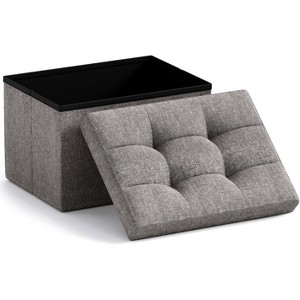 Ornavo Home Collapsible Rectangle Small Storage Ottoman - 12" x 16" x 12" - 1 of 4