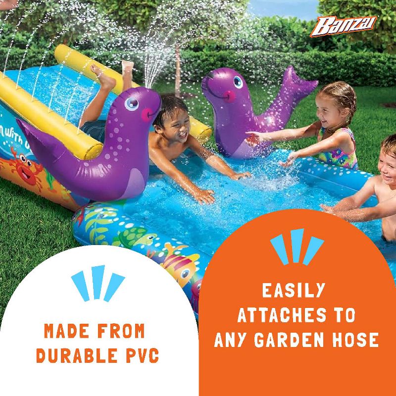 Banzai Inflatable Outdoor My First Cushion Water Slide Ramp and Splash Pool with Inflatable Seal Sprinkler Sprayers for Kids Ages 2+, 4 of 7