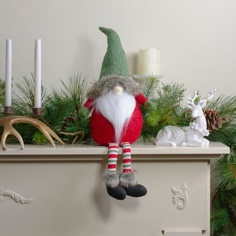 Northlight 25-Inch Plush Red and Green Sitting Tabletop Gnome Christmas Decoration, 2 of 6
