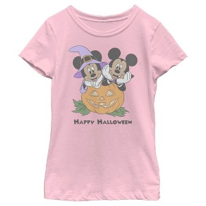 Girl's Disney Halloween Vampire Mickey & Minnie T-Shirt - 1 of 4