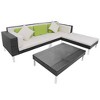 vidaXL Garden Sofa Black Steel Frame, PE Rattan, Tempered Glass Medium - Black - 2 of 4
