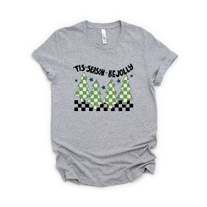 Simply Sage Market Women's Be Jolly Checkered Tree Short Sleeve Graphic Tee - 1 of 4