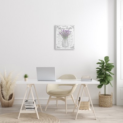 Lavender Sprigs French Script Canvas Wall Art 16x20
