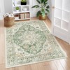 Lahome  Large Floral Border Contrast Short Pile Velvet Rectangular Indoor Area Rug - 4 of 4