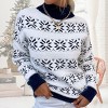 Womens Pullover Sweater Turtleneck Snowflakes Sweater Christmas Sweater Ribbed Knit Long Sleeve Sweater - 2 of 4