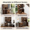 SEVOBAL Foldable Computer Desk Glass Door Home Office Study Desk Bookshelf Hutch Work Table with 90° Rotating Desktop, Brown, 39.76"*21.26"*8.46" - 4 of 4