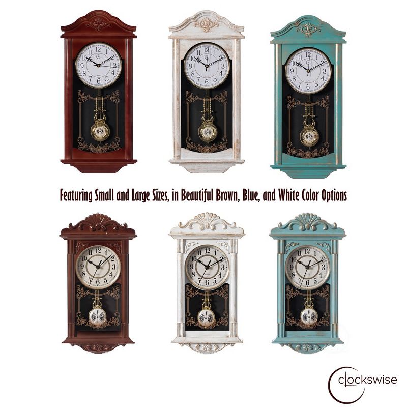 Clockswise Vintage Grandfather Wood-Looking Plastic Pendulum Decorative Battery-Operated Wall Clock, 2 of 9