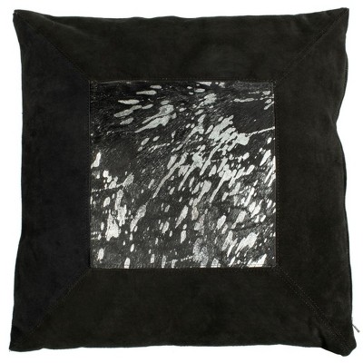 Sonoma Metallic Cowhide Pillow - Black/Silver - 20"X20" - Safavieh