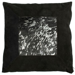 Sonoma Metallic Cowhide Pillow - Black/Silver - 20"X20" - Safavieh - 1 of 4