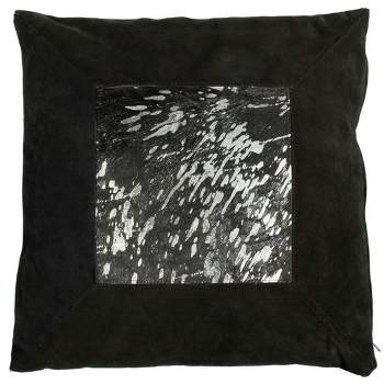 Sonoma Metallic Cowhide Pillow - Black/Silver - 20" X 20"  - Safavieh