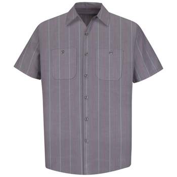 Red Kap Men's Short Sleeve Industrial Stripe Work Shirt