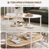 2-Tier Rattan Coffee Table - with Tempered Glass Top, Farmhouse Water-Wave Glass, Metal Boho Tea Center Table, Decor for Living Room Office Home - 2 of 4