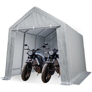 Heavy Duty Outdoor Storage Shed - Roll-Up Zipper Door, Waterproof Tent Shelter for Motorcycle, Bike, Car, Garden Tools, Grey - 1 of 4