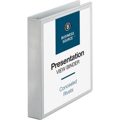 Business Source Standard View Binder 1-1/2" Capacity 11"x8-1/2" White 09983