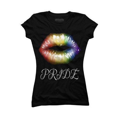 Adult Design By Humans Artistic Pride Rainbow Lips By DaniSpolez T-Shirt