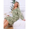 INSPIRE CHIC Womens One-piece Pajamas Shirt Floral Printed Long Sleeve Round Neck Tie Front Nightgown with Pocket - 3 of 4