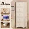 MAYEERTY 19.69" Side 5 Tiers Plastic Folding Stoarge Cabinet with Magnetic Door Wheels Cream White for Living Room - 3 of 4