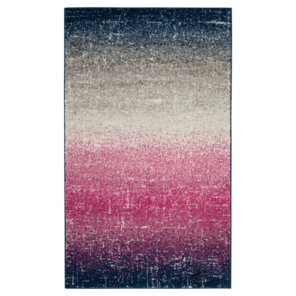 Fuchsia/Navy Abstract Loomed Area Rug - (4'x6') - Safavieh