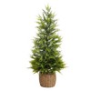Nearly Natural 3' Pre-Lit Artificial Lightly Snowed Cypress Christmas Tree in Decorative Weaved Basket - 2 of 4