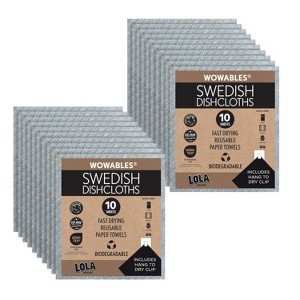 LOLA Swedish Dishcloths 20 Pk Biodegradable Reusable Paper Towels Absorbent Cellulose Kitchen Sponge Cloths Zero Waste Odor Free, Made in Germany - 1 of 4